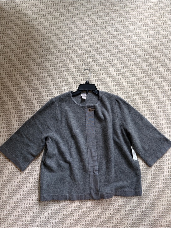 Chico's Jackets & Blazers - Chico's Gray Short-Sleeve Open-Front Jacket